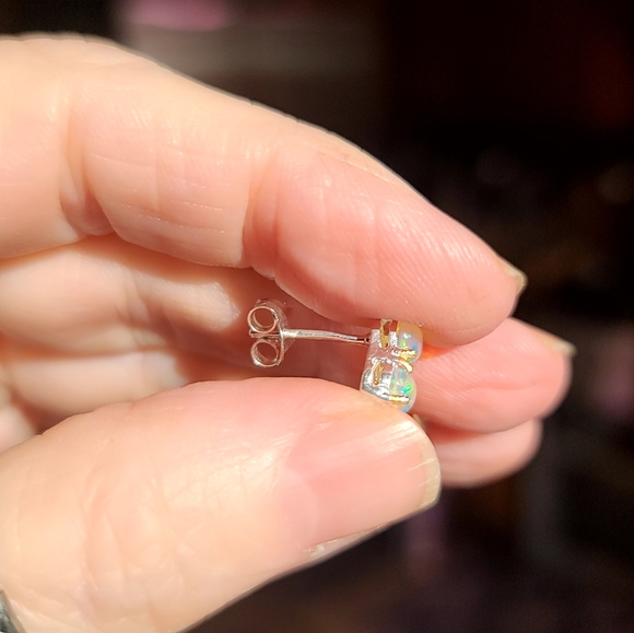 Dual oval Opal 2k each stone =8k sterling earrings NEW - Picture 7 of 7